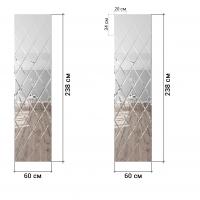 Зеркальное панно 60х238 см, зеркальная плитка 20х34 см с фацетом 10 мм в интернет магазине Зеркальной плитки Топ Декор